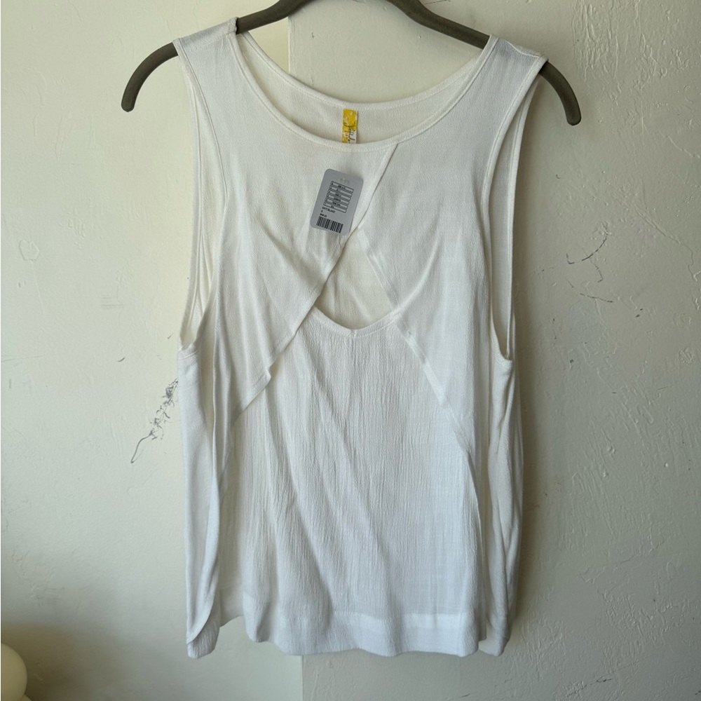 Free People White Cut Out Blouse